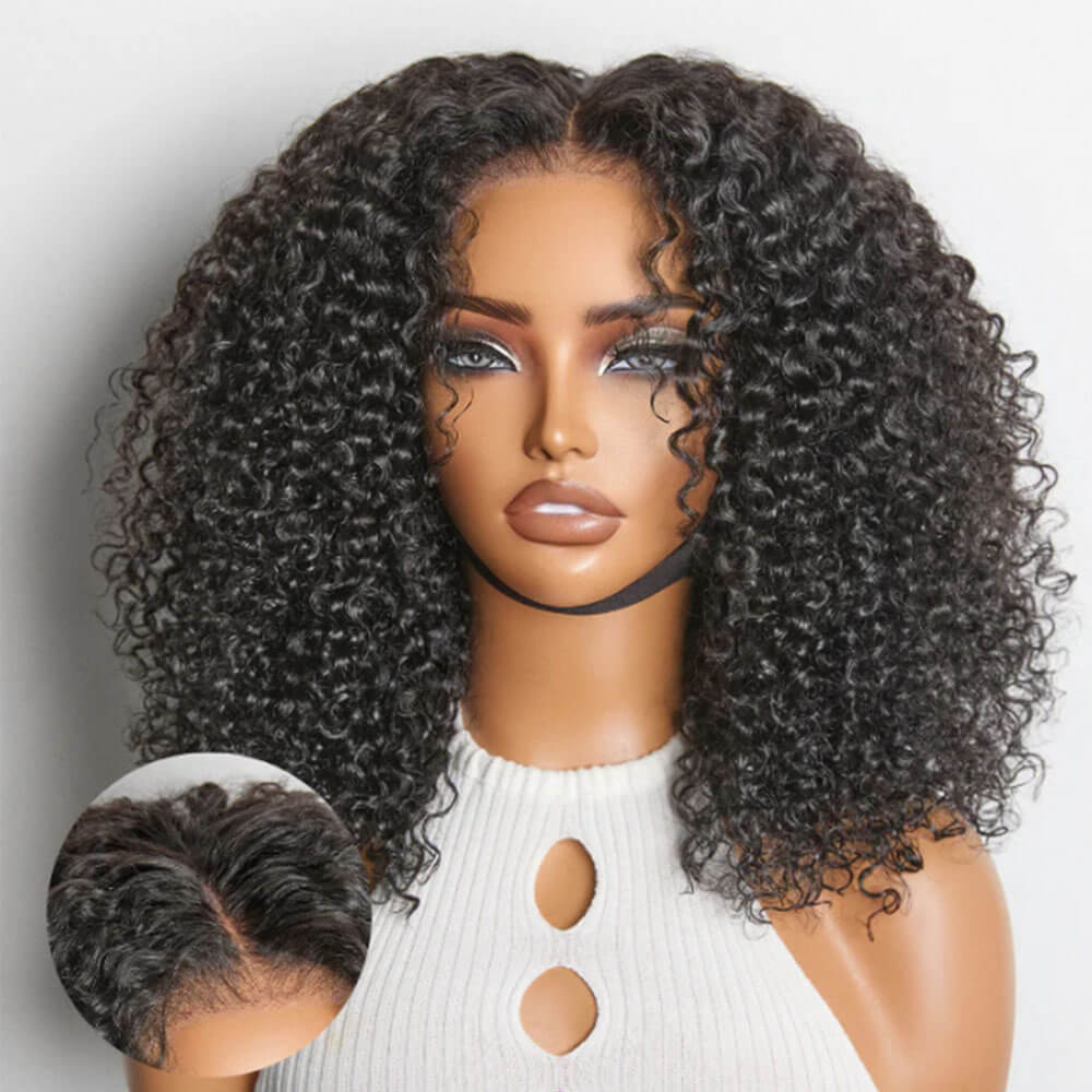 200% Density Afro Curly Glueless Wig - 5x5 Pre-Cut Lace Human Hair
