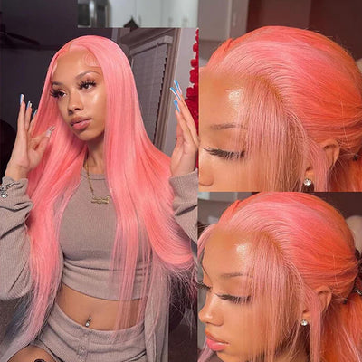 Pink human hair wig-Your sweet color