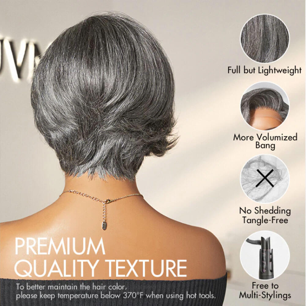 Short Salt and Pepper Pixie Cut Wig: 13x6 HD Lace Pre-Cut Glueless