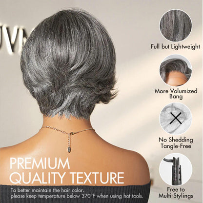Short Salt and Pepper Pixie Cut Wig: 13x6 HD Lace Pre-Cut Glueless