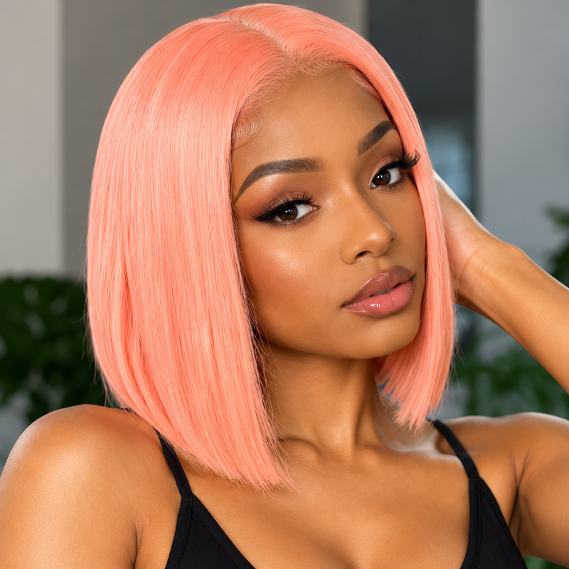 Short Colored Human Hair Pixie Bob Wigs for Black Women