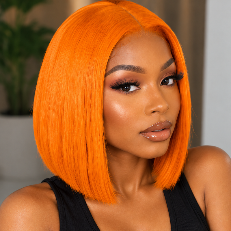 Short Colored Human Hair Pixie Bob Wigs for Black Women