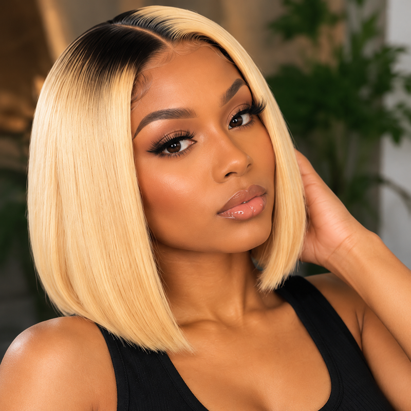 Short Colored Human Hair Pixie Bob Wigs for Black Women
