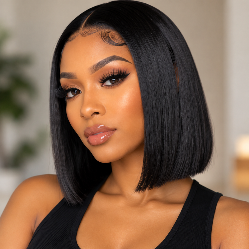 Short Colored Human Hair Pixie Bob Wigs for Black Women
