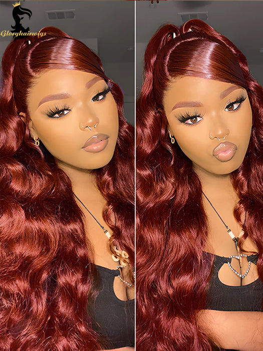 Reddish Brown Human Hair Wigs Body Wave Lace Wig for women
