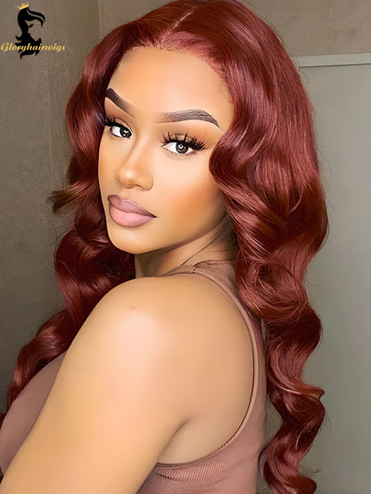 Reddish Brown Human Hair Wigs Body Wave Lace Wig for women