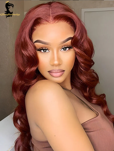 Reddish Brown Human Hair Wigs Body Wave Lace Wig for women