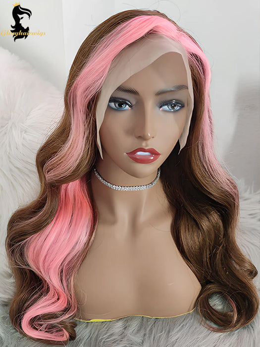 pink and brown lace front