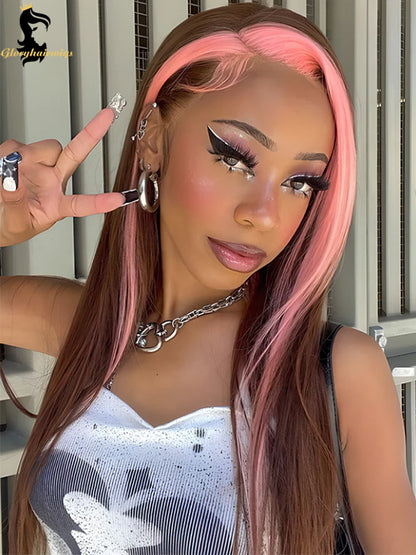 brown and pink lace front