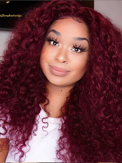 burgundy wet and wavy wig