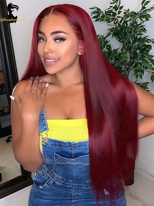 burgundy wet and wavy wig