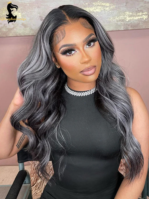 grey lace front wig human hair