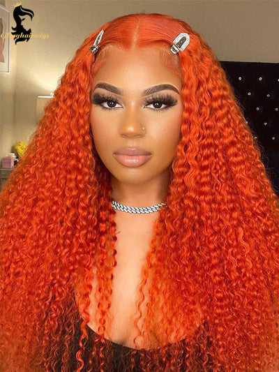 orange lace front wig human hair