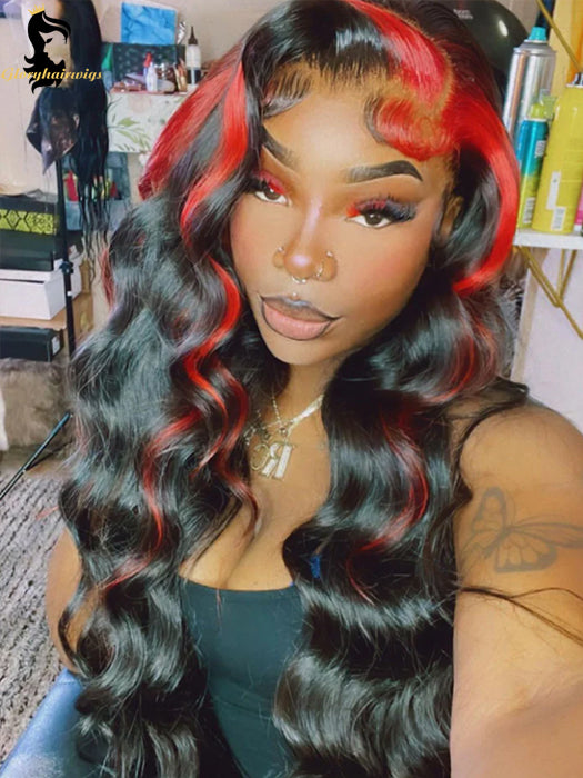 red and black lace front