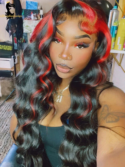 red and black lace front