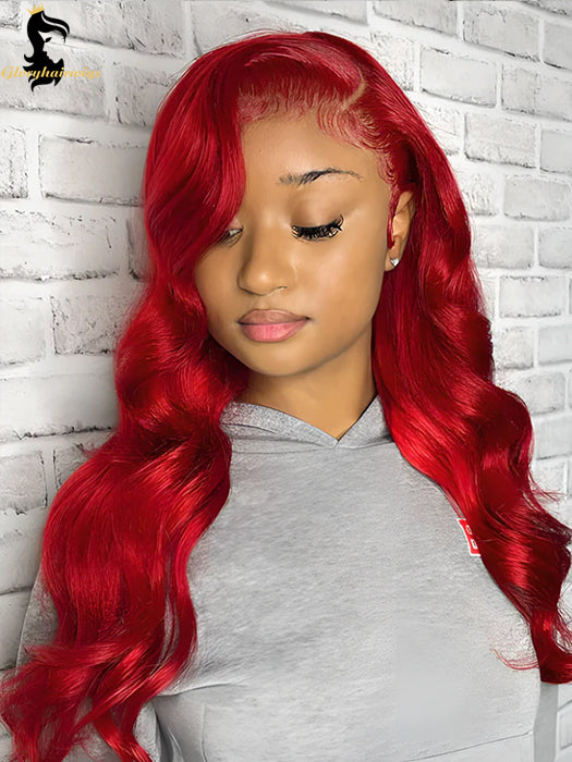 red lace front wig human hair 
