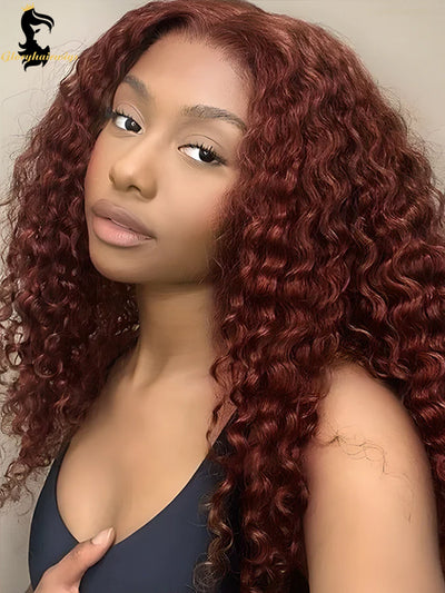 Reddish brown kinky curly wig