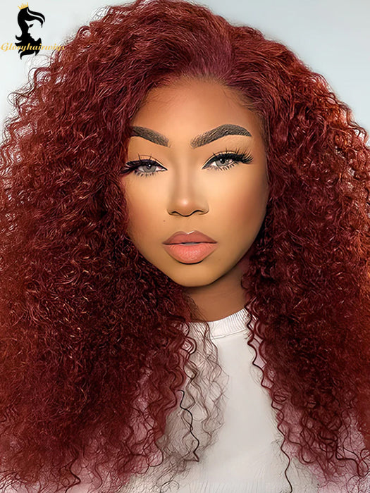 reddish brown curly wig