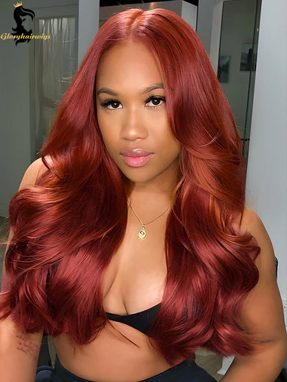 Reddish Brown Human Hair Wigs Body Wave Lace Wig for women