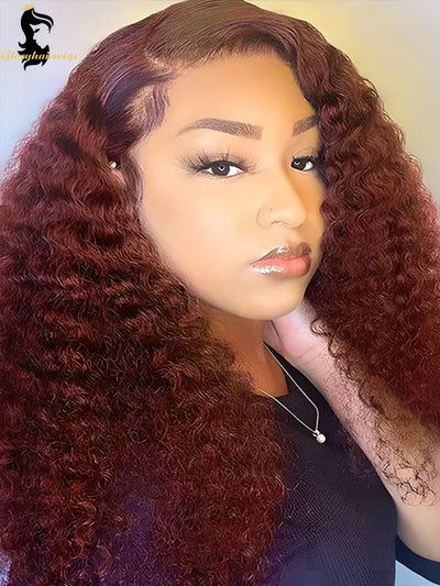 reddish brown kinky curly wig