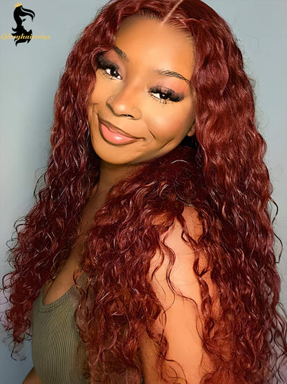 reddish brown curly wig
