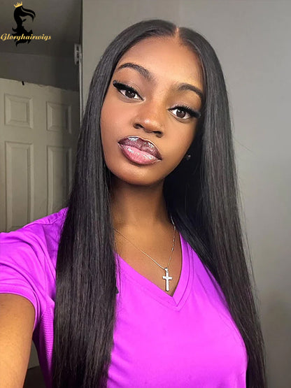 straight middle part wig