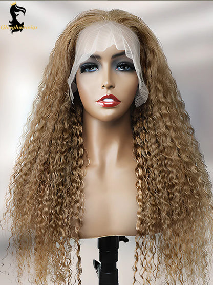 honey blonde water wave wig