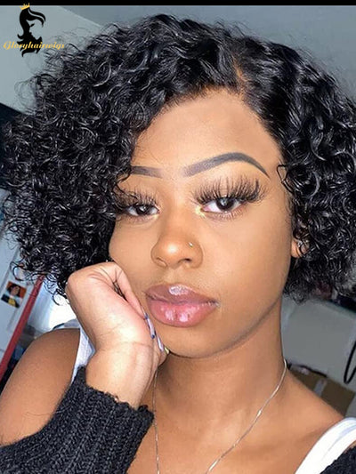 Short kinky curly wig pixie cut lace front wigs