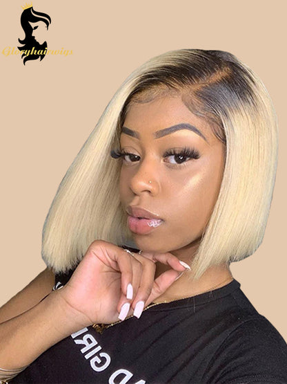 blonde bob wig with dark roots