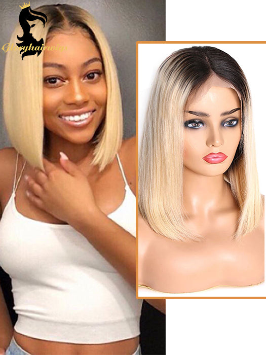 613 bob wig with dark roots