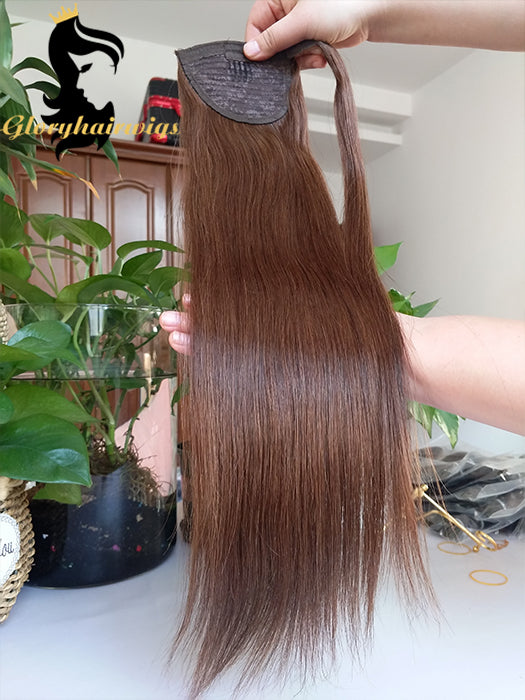 Human hair ponytail straight ponytail natural hair ponytail in Gloryhairwigs